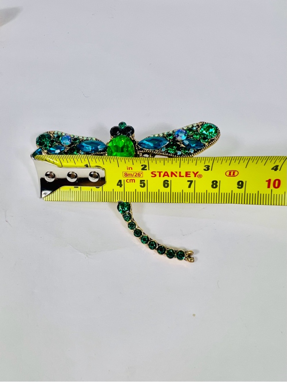 Emerald & Teal Dragonfly Crystal Brooch - Picture 10 of 10